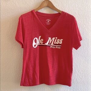 NWT Ole Miss Hotty Toddy Women’s Short Sleeve VNeck Red Tshirt Size Medium